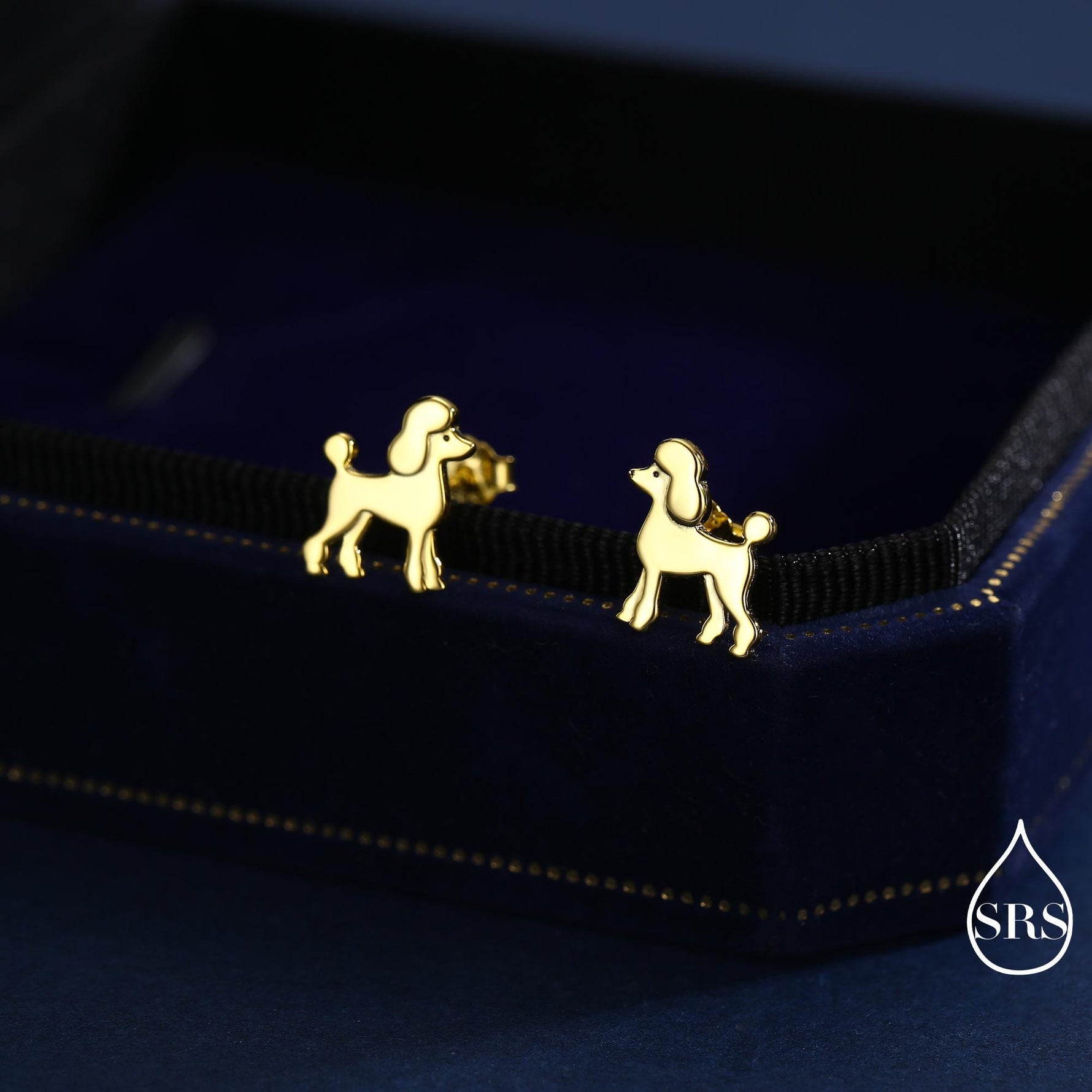 Sterling Silver Poodle Dog Stud Earrings, Puppy Earrings, Silver, Gold or Rose Gold, Nature Inspired Animal Earrings, Pet Jewellery