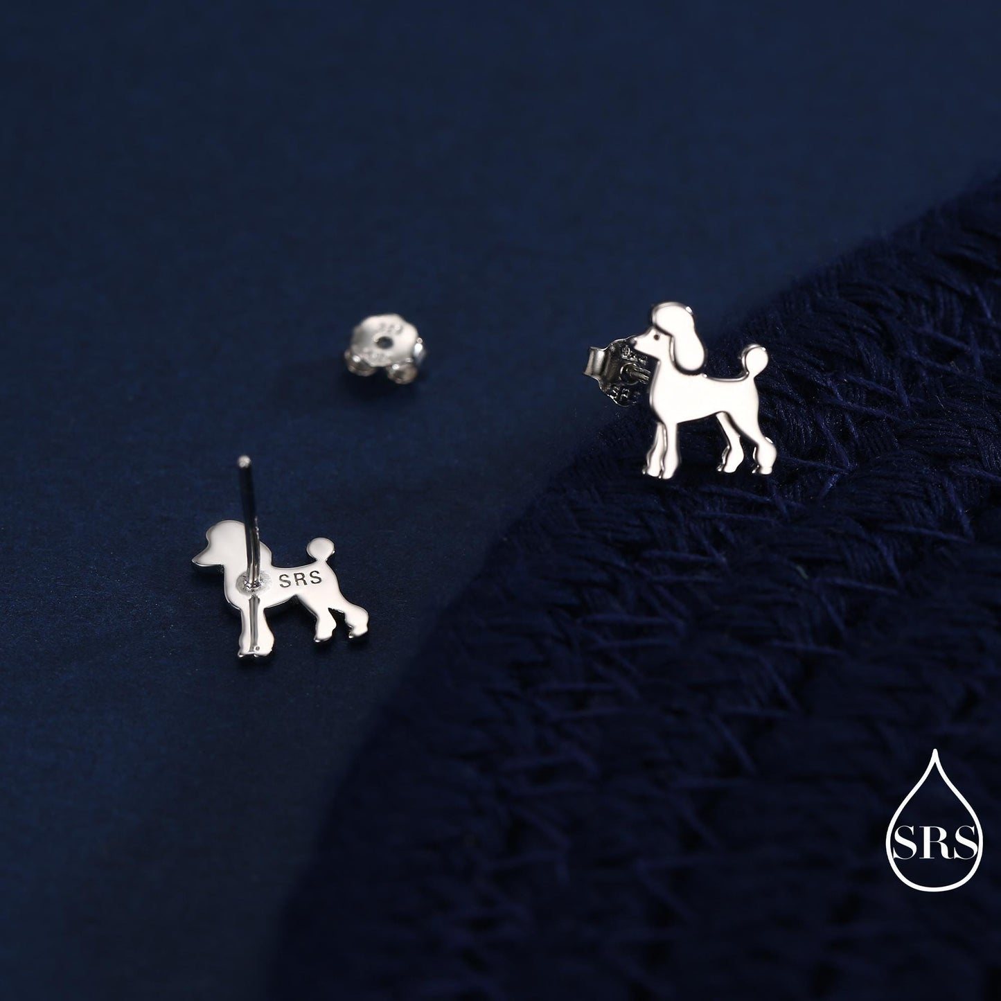 Sterling Silver Poodle Dog Stud Earrings, Puppy Earrings, Silver, Gold or Rose Gold, Nature Inspired Animal Earrings, Pet Jewellery