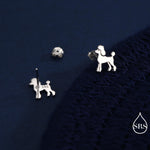 Sterling Silver Poodle Dog Stud Earrings, Puppy Earrings, Silver, Gold or Rose Gold, Nature Inspired Animal Earrings, Pet Jewellery