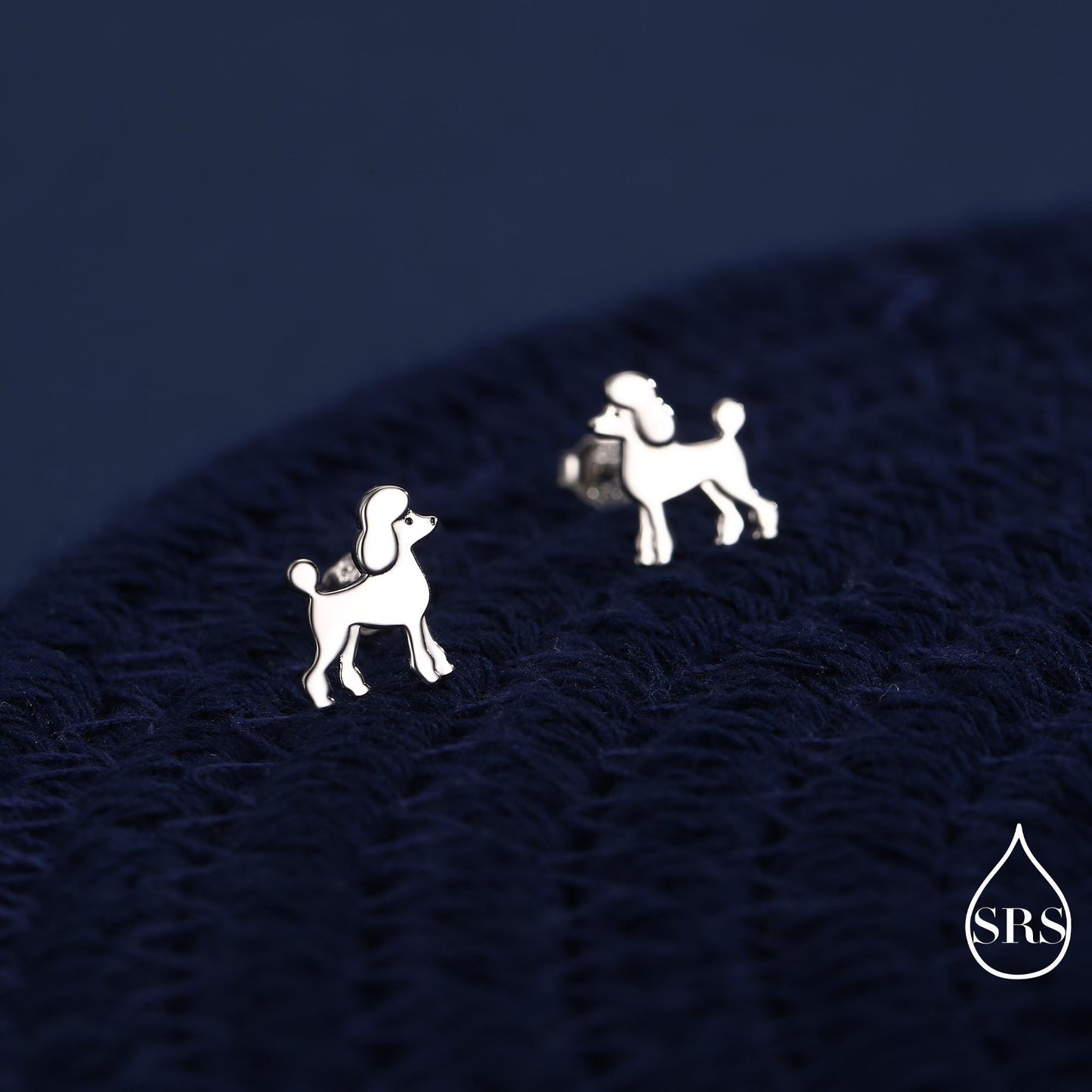 Sterling Silver Poodle Dog Stud Earrings, Puppy Earrings, Silver, Gold or Rose Gold, Nature Inspired Animal Earrings, Pet Jewellery