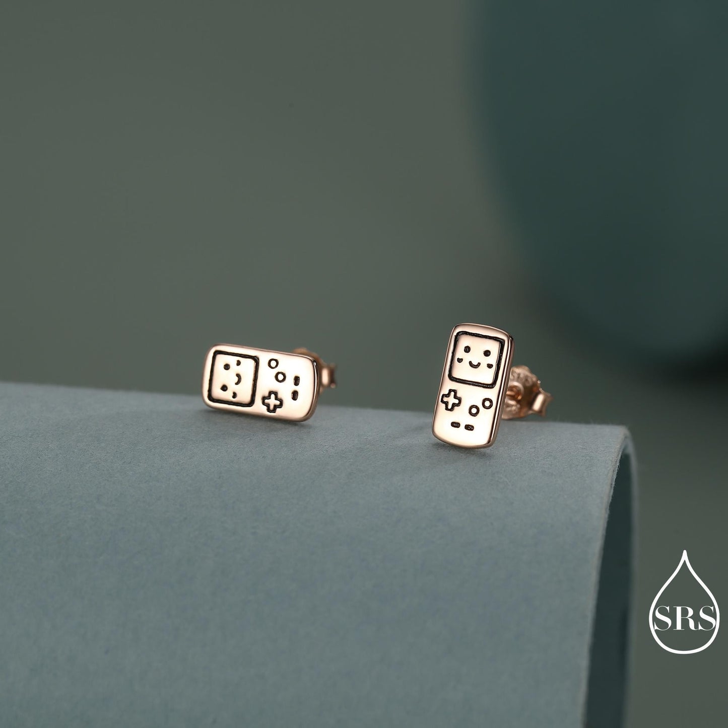 Retro Game Console Stud Earrings in Sterling Silver, 90s Nostalgic Jewellery, Silver, Gold or Rose Gold Finish
