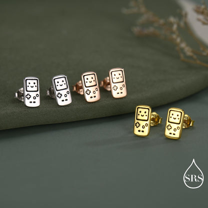 Retro Game Console Stud Earrings in Sterling Silver, 90s Nostalgic Jewellery, Silver, Gold or Rose Gold Finish