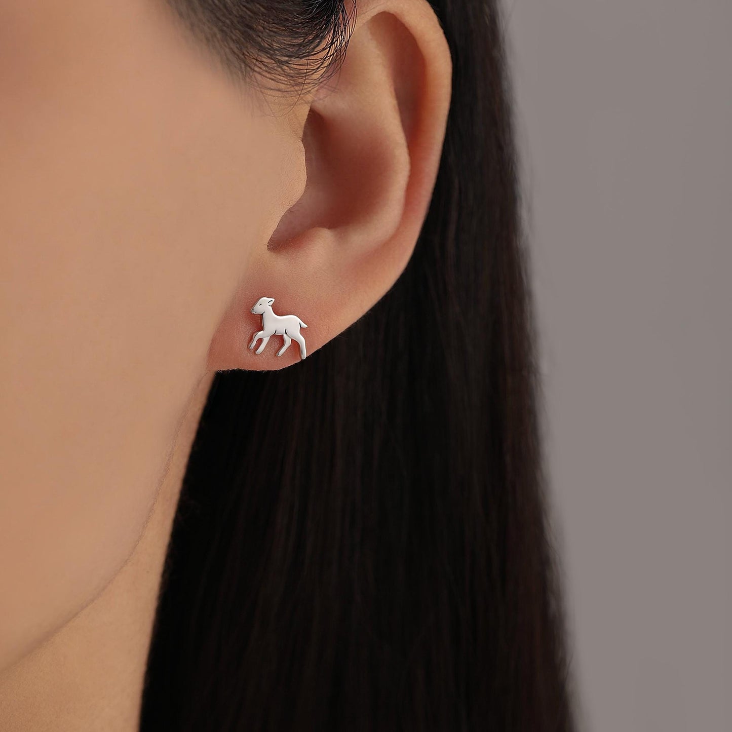 Baby Lamb stud earrings in Sterling Silver, Sheep Earrings, also in Gold or Rose Gold Finish, Nature Inspired, Pet Lover