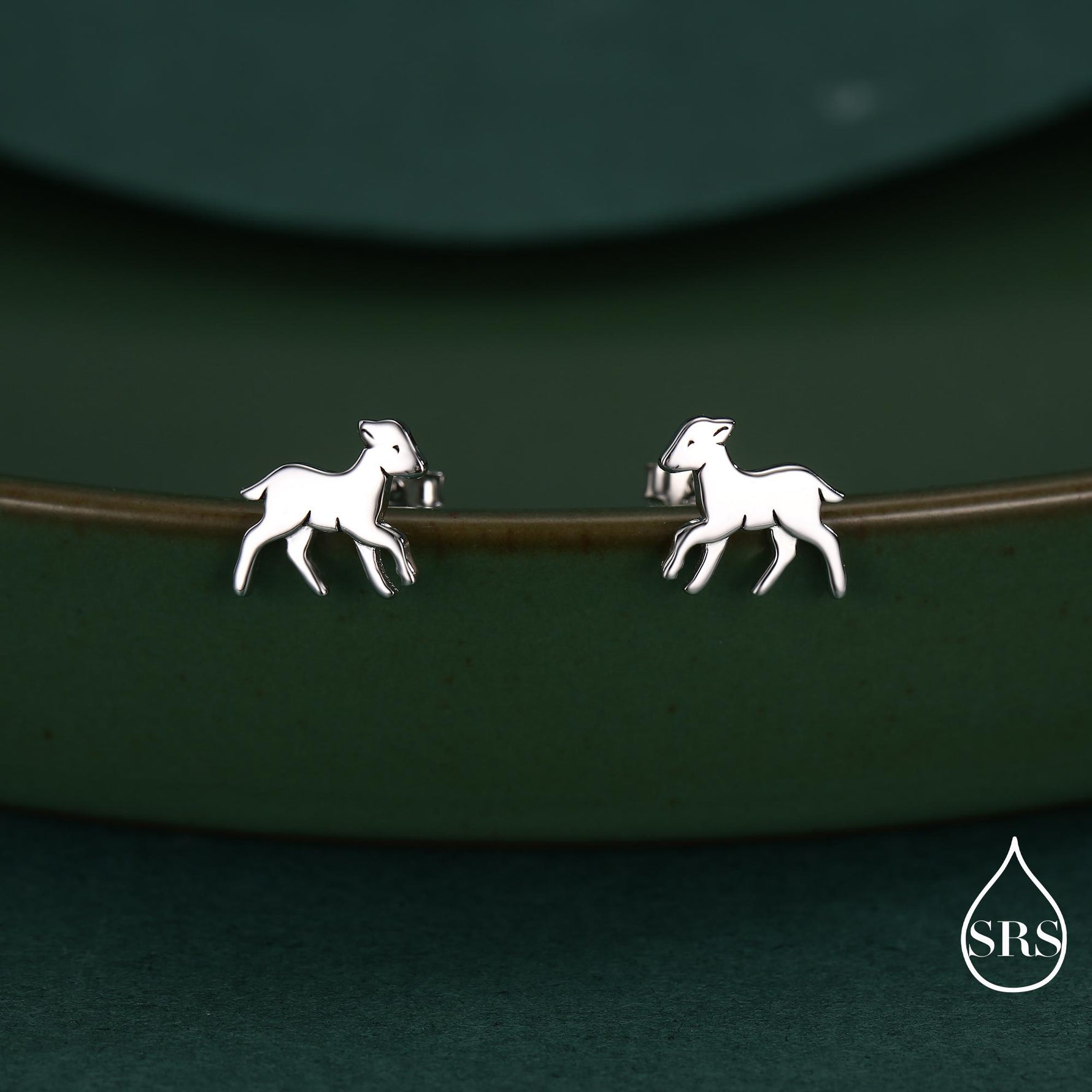 Baby Lamb stud earrings in Sterling Silver, Sheep Earrings, also in Gold or Rose Gold Finish, Nature Inspired, Pet Lover