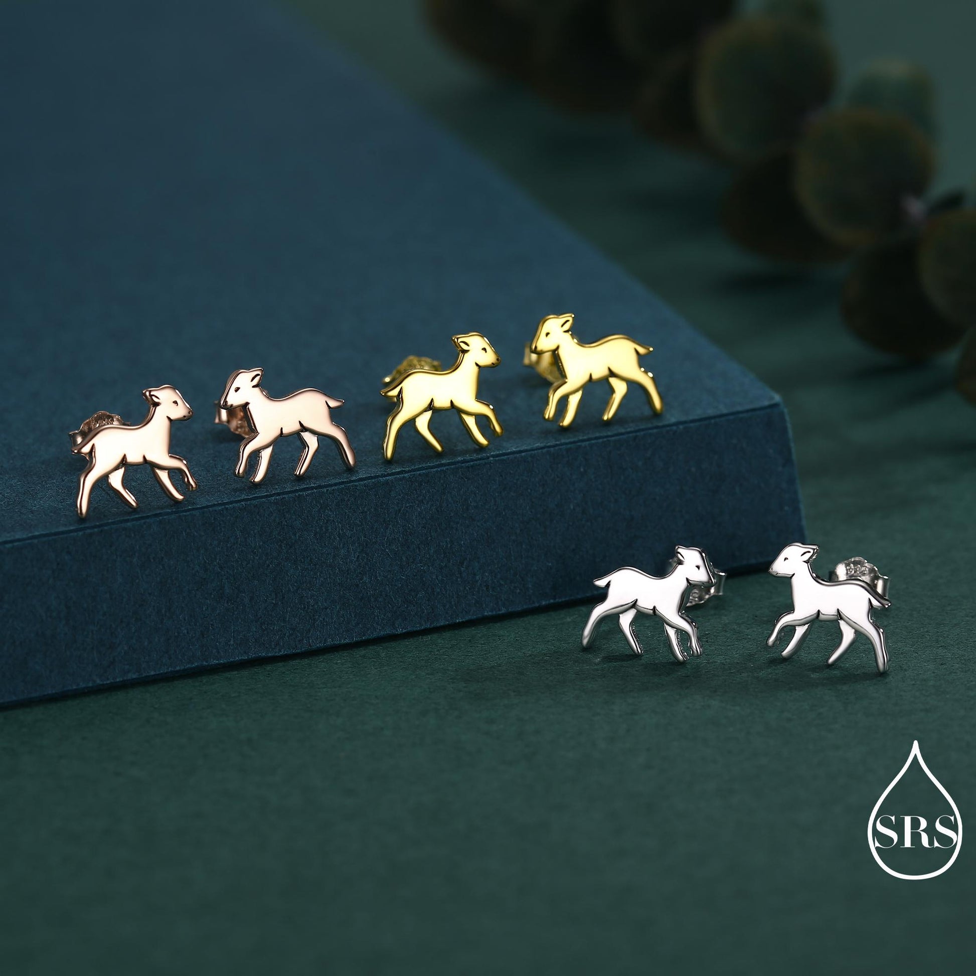 Baby Lamb stud earrings in Sterling Silver, Sheep Earrings, also in Gold or Rose Gold Finish, Nature Inspired, Pet Lover