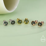 Natural Moss Agate Screw Back Earrings in Sterling Silver, 3mm, 4mm, 5mm and 6mm, Genuine Moss Agate Gemstone Stud