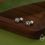 Natural Moss Agate Screw Back Earrings in Sterling Silver, 3mm, 4mm, 5mm and 6mm, Genuine Moss Agate Gemstone Stud