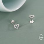 Tiny Open Heart 16G Internally Threaded Flat Back Earrings