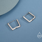 CZ Pave Square Huggie Hoop in Sterling Silver, Skinny Geometric Hoop Earrings, Gold or Silver, 11mm Minimalist Hoops