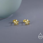 Tiny Plumeria Flower Stud Earrings in Sterling Silver, Small Flower Earrings, Nature Inspired Floral Earrings