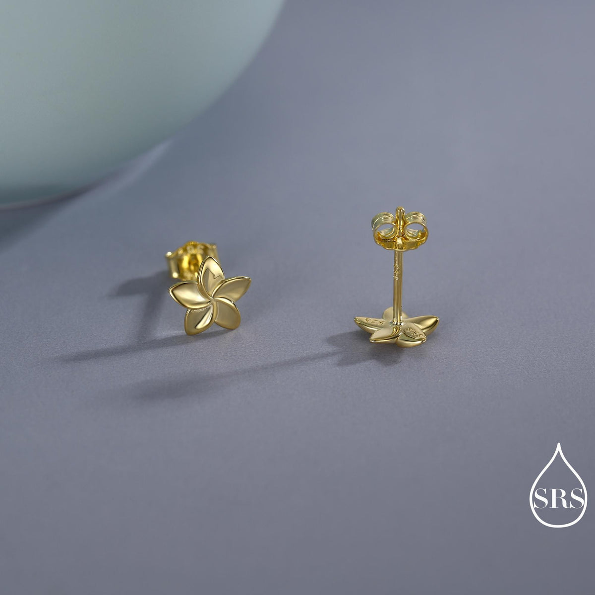 Tiny Plumeria Flower Stud Earrings in Sterling Silver, Small Flower Earrings, Nature Inspired Floral Earrings