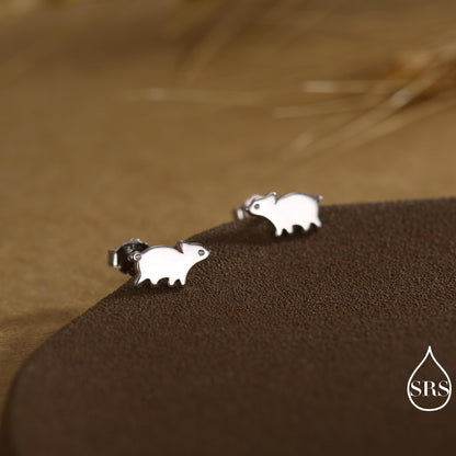 Baby Pig Stud Earrings in Sterling Silver, Piglet Earrings, Silver or Gold, Farm Animal Earrings, Nature Inspired
