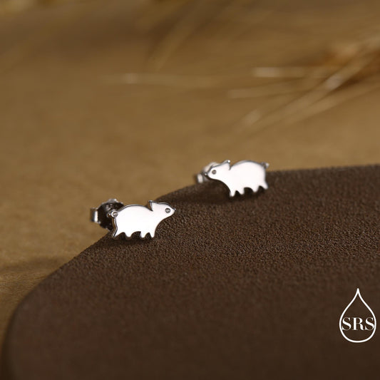 Baby Pig Stud Earrings in Sterling Silver, Piglet Earrings, Silver or Gold, Farm Animal Earrings, Nature Inspired