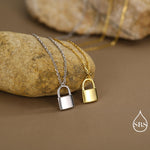 Extra Tiny Padlock Pendant Necklace in Sterling Silver, Silver or Gold, Silver Pad Lock Pendant, Lock Necklace