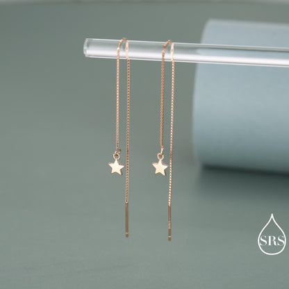 Sterling Silver Twinkle Stars Ear Threader, Wire Earrings, Dangle Earrings, Tiny Charm Earrings, Celestial, Dainty and Delicate
