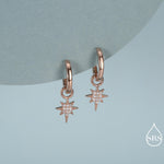 Sterling Silver Starburst North Star Hoop Earrings, Detachable Charm Hoop Earrings, Silver, Gold, Rose Gold, Interchangeable and detachable