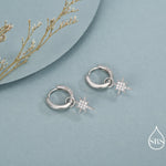 Sterling Silver Starburst North Star Hoop Earrings, Detachable Charm Hoop Earrings, Silver, Gold, Rose Gold, Interchangeable and detachable