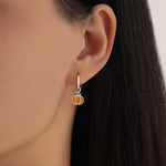 Enamel Pumpkin Huggie Hoops Earrings in Sterling Silver, Silver or Gold or Rose Gold Finish, Pumpkin Earrings, Detachable Charms