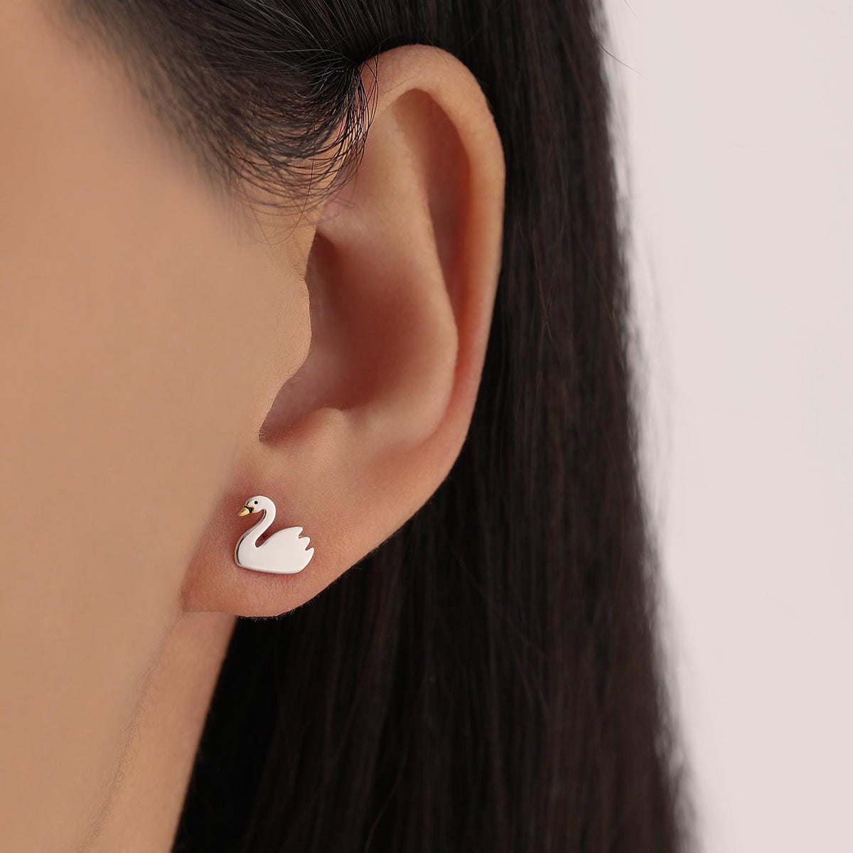 Swan Stud Earrings in Sterling Silver - Animal Stud Earrings - Bird Earrings - Cute, Fun, Whimsical