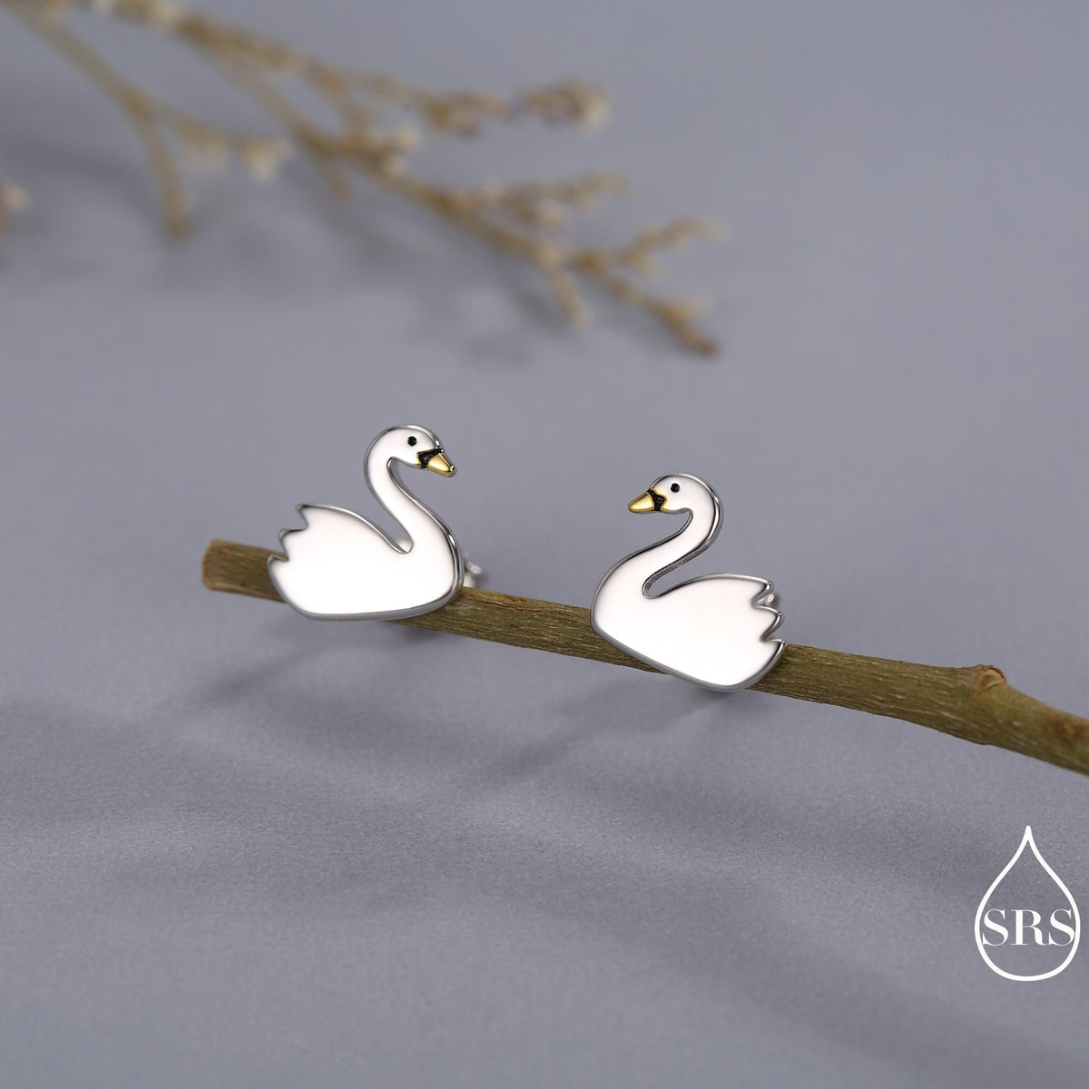Swan Stud Earrings in Sterling Silver - Animal Stud Earrings - Bird Earrings - Cute, Fun, Whimsical