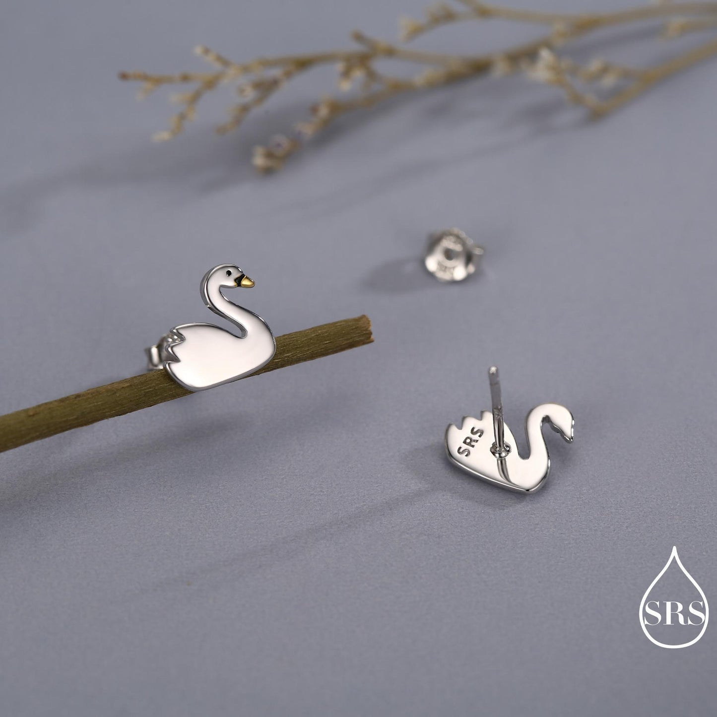 Swan Stud Earrings in Sterling Silver - Animal Stud Earrings - Bird Earrings - Cute, Fun, Whimsical