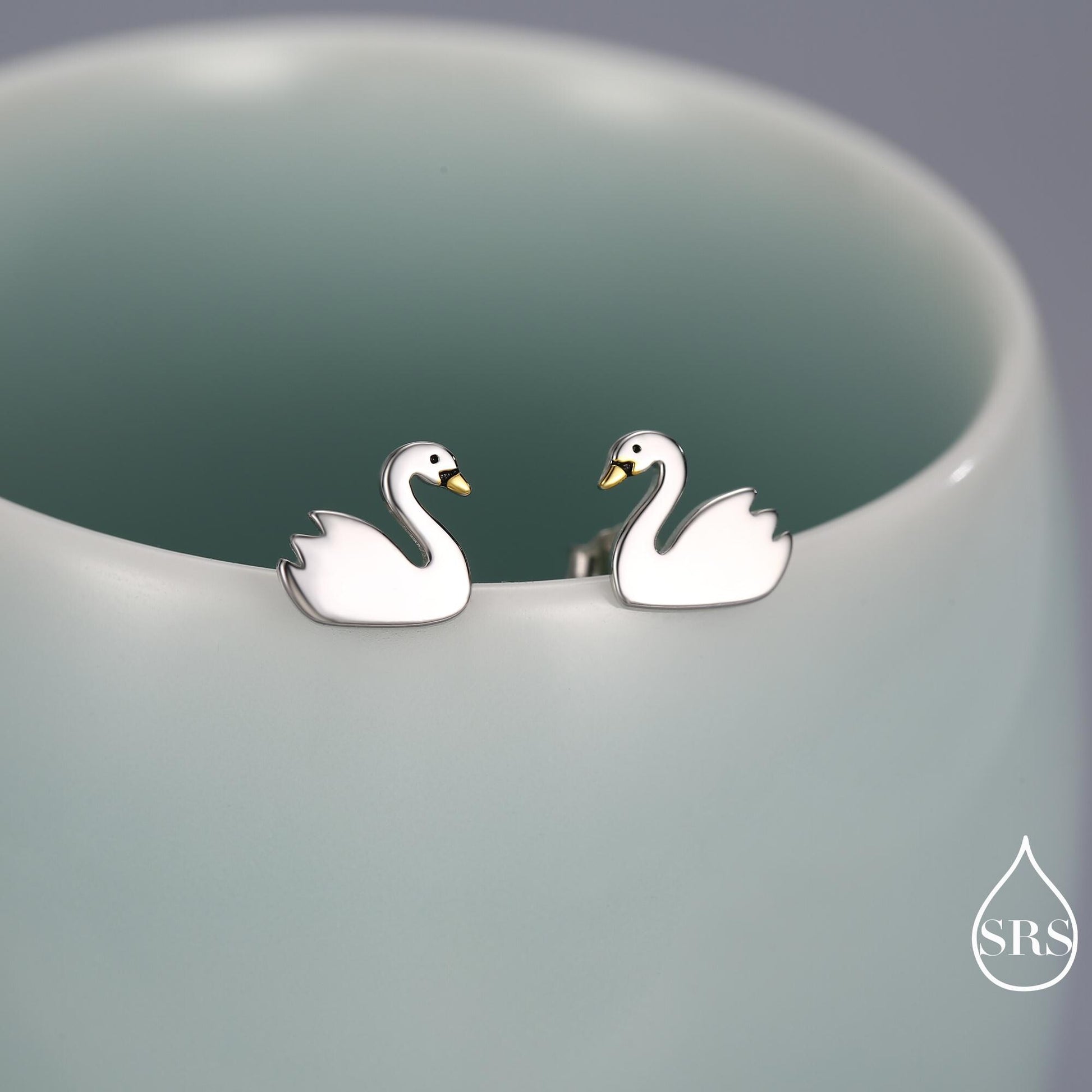 Swan Stud Earrings in Sterling Silver - Animal Stud Earrings - Bird Earrings - Cute, Fun, Whimsical