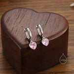 CZ Heart Hoop Earrings