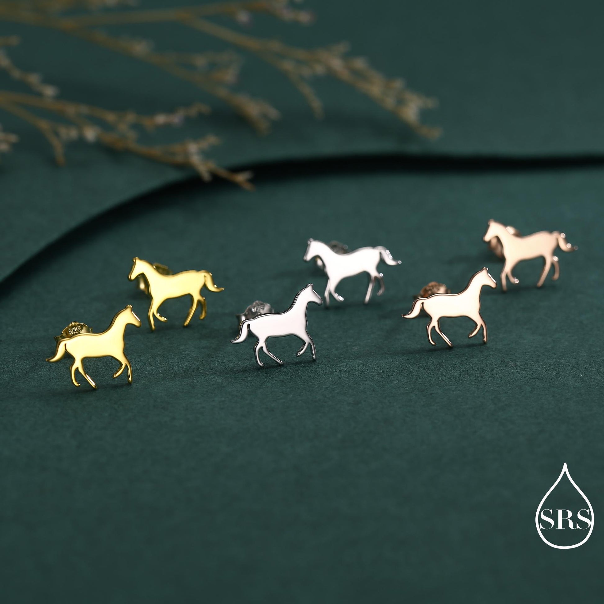 Little Galloping Horse Stud Earrings in Sterling Silver, Cute Fun Animal, Jewelry Gift for Her, Animal Lover, Nature Inspired