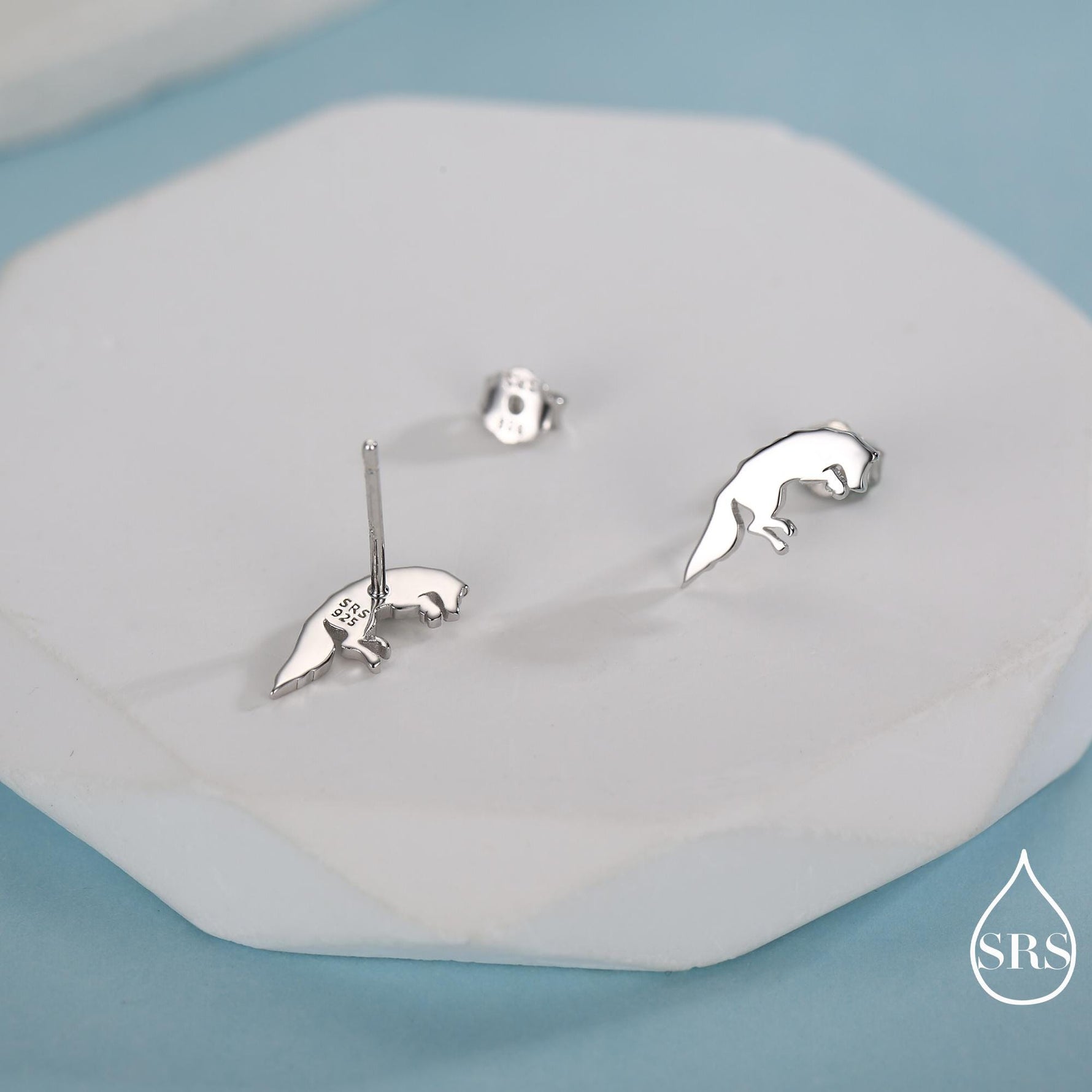 Jumping Fox Stud Earrings in Sterling Silver, Pouncing Fox Earrings, Gold or Rose Gold Finish, Nature Inspired Animal Earrings