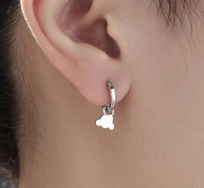 Plane and Cloud Charms for Huggie Hoops in Sterling Silver, Sold as a pair, Charms for Earrings, Detachable, Silver or Gold or Rose Gold