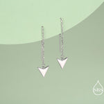 Arrowhead Threader Earrings in Sterling Silver, Silver, Gold or Rose Gold, Arrow Ear Threaders, Triangle Threader Earrings, Geometric