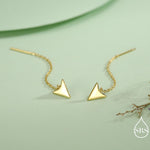 Arrowhead Threader Earrings in Sterling Silver, Silver, Gold or Rose Gold, Arrow Ear Threaders, Triangle Threader Earrings, Geometric