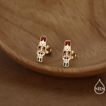 Sterling Silver Nut Cracker Guard Stud Earrings - Silver or Gold Finish - Enamel Nutcracker Style Earrings