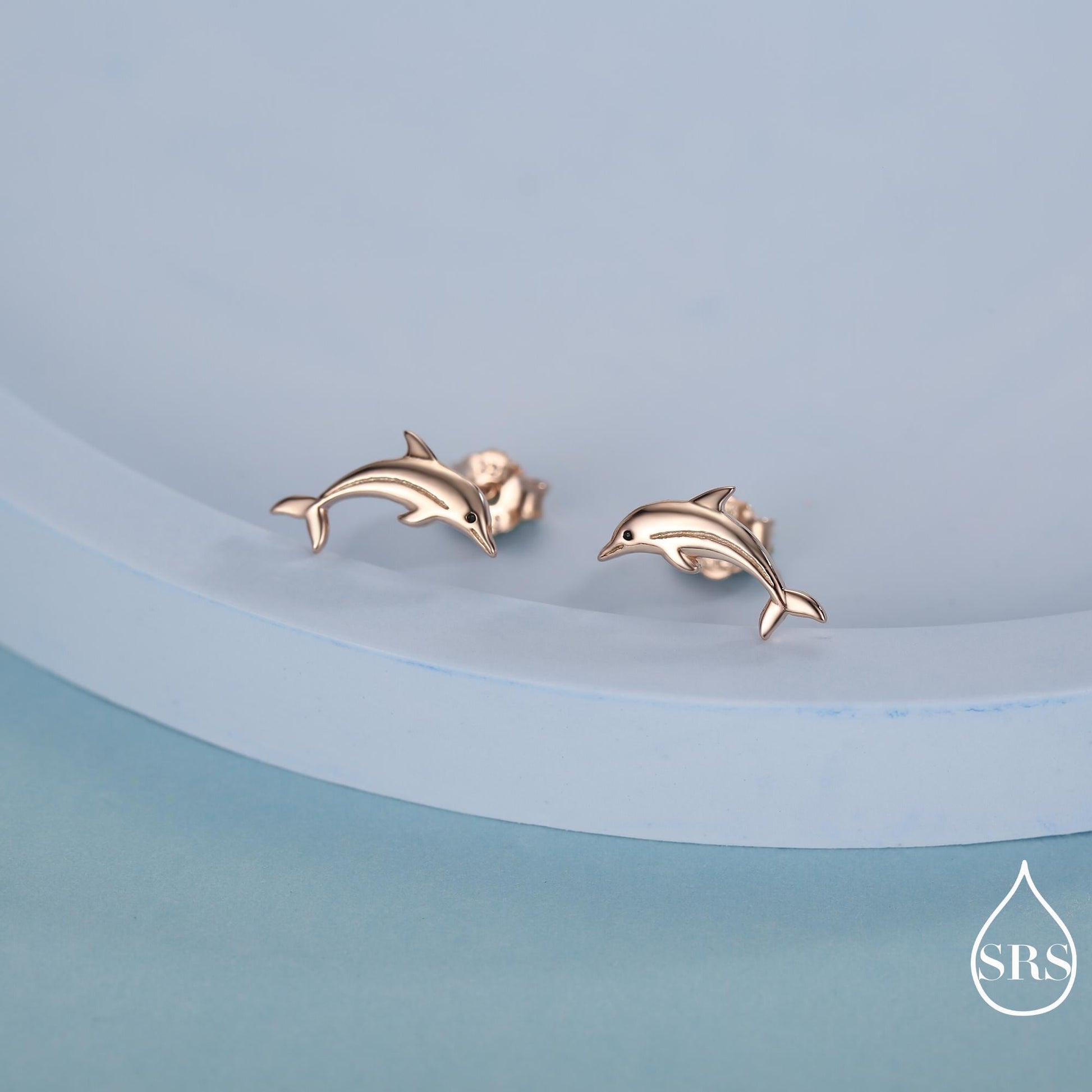 Tiny Dolphin Stud Earrings in Sterling Silver, Also in Gold or Rose Gold, Dolphin Earrings, Nature Inspired Animal Earrings