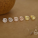 Koru Circle Spiral Internally Threaded Flat Back / Screw Back / Stud Earrings in Sterling Silver - Infinity Swirl Māori Art Stud Earrings