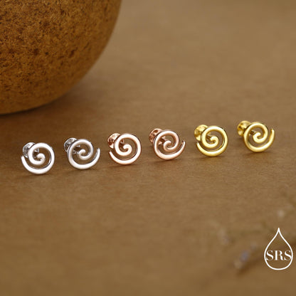 Koru Circle Spiral Screw Back/ Internally Threaded Flat Back / Stud Earrings in Sterling Silver - Infinity Swirl Māori Art Stud Earrings