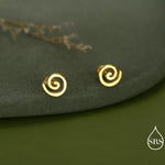 Koru Circle Spiral 18G Screw Back Earrings in Sterling Silver