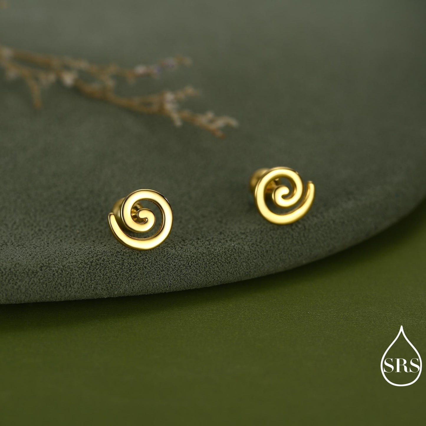 Koru Circle Spiral Internally Threaded Flat Back / Screw Back / Stud Earrings in Sterling Silver - Infinity Swirl Māori Art Stud Earrings
