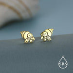 Cute Hermit Crab Stud Earrings in Sterling Silver, Cute Fun Quirky Animal Jewellery, Jewelry Gift for Her, Animal Lover, Nature Inspired