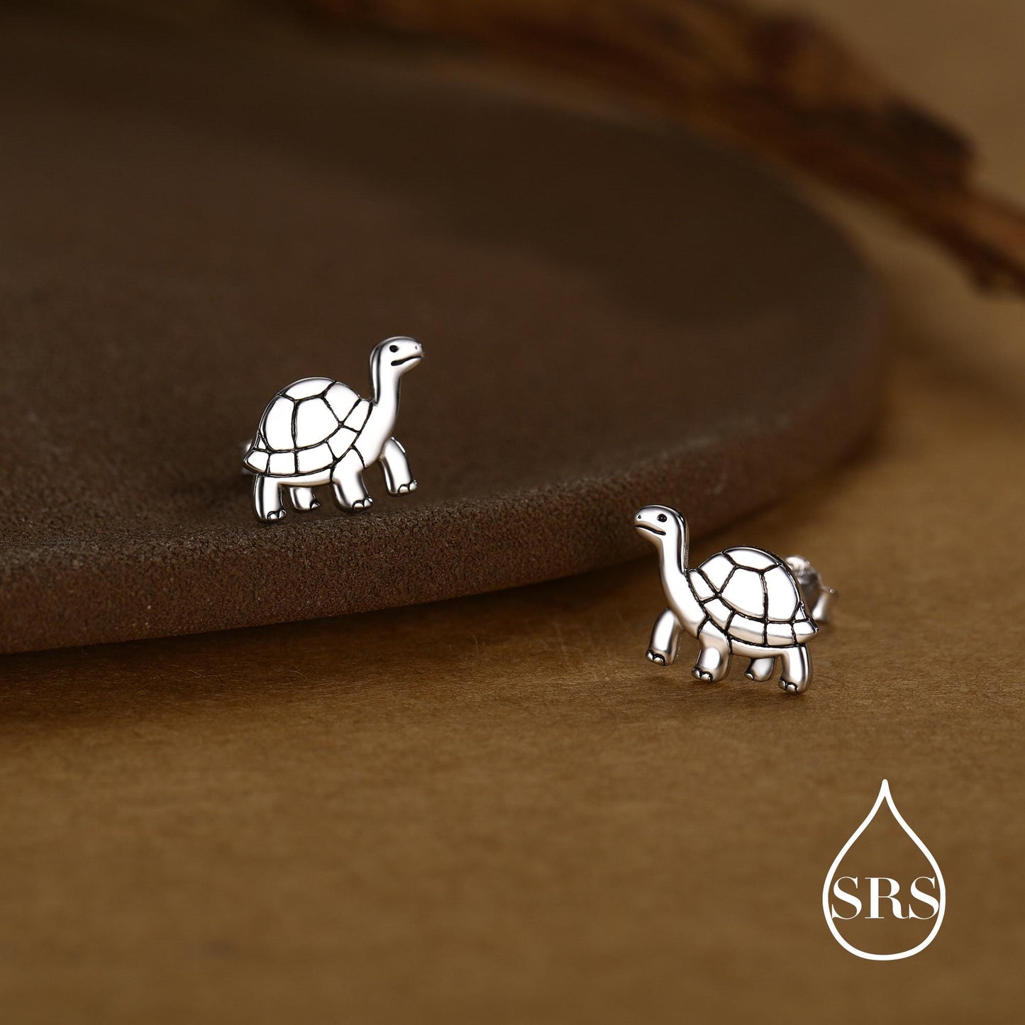 Sterling Silver Tortoise Stud Earrings, Also in Gold and Rose Gold Finish, Turtle Earrings, Quirky, and Full of Character