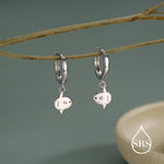 Ocean Sunfish Fish Huggie Hoop Earrings in Sterling Silver, Sun Fish Earrings, Mola Mola Earrings, Nature Inspired Animal Earrings