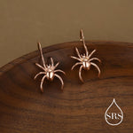 Sterling Silver Spider Drop Earrings, Also in Gold and Rose Gold Finish, Quirky and Edgy Animal Earrings, Nature Inspired