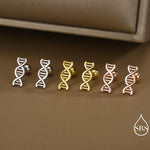 DNA Molecular Structure Screw Back/ Stud Earrings in Sterling Silver, Available in Silver, Gold, Rose Gold Finish, Quirky Science Jewellery
