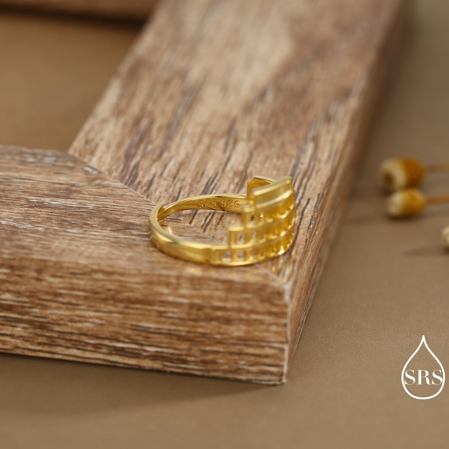 Colosseum Inspired Sterling Silver Adjustable Ring – Ancient Rome Collection - Oxidised Silver Chunky Statement Ring