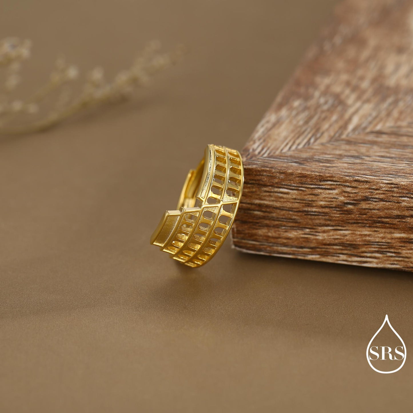 Colosseum Inspired Sterling Silver Adjustable Ring – Ancient Rome Collection - Oxidised Silver Chunky Statement Ring