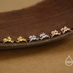 Tiny Leaping Hare 18G Screw Back Earrings in Sterling Silver, Animal Earrings