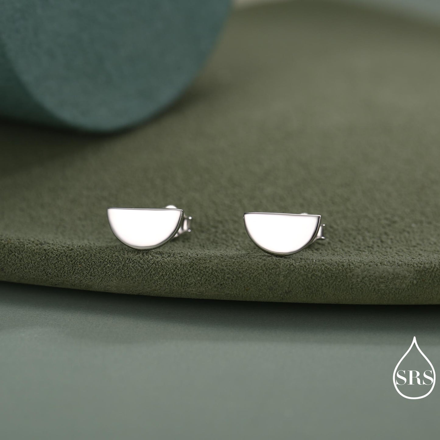 Sterling Silver Half Circle Stud Earrings, Half Moon Stud Earrings, Silver, Gold or Rose Gold, Small Earrings, Stacking Earrings, Geometric