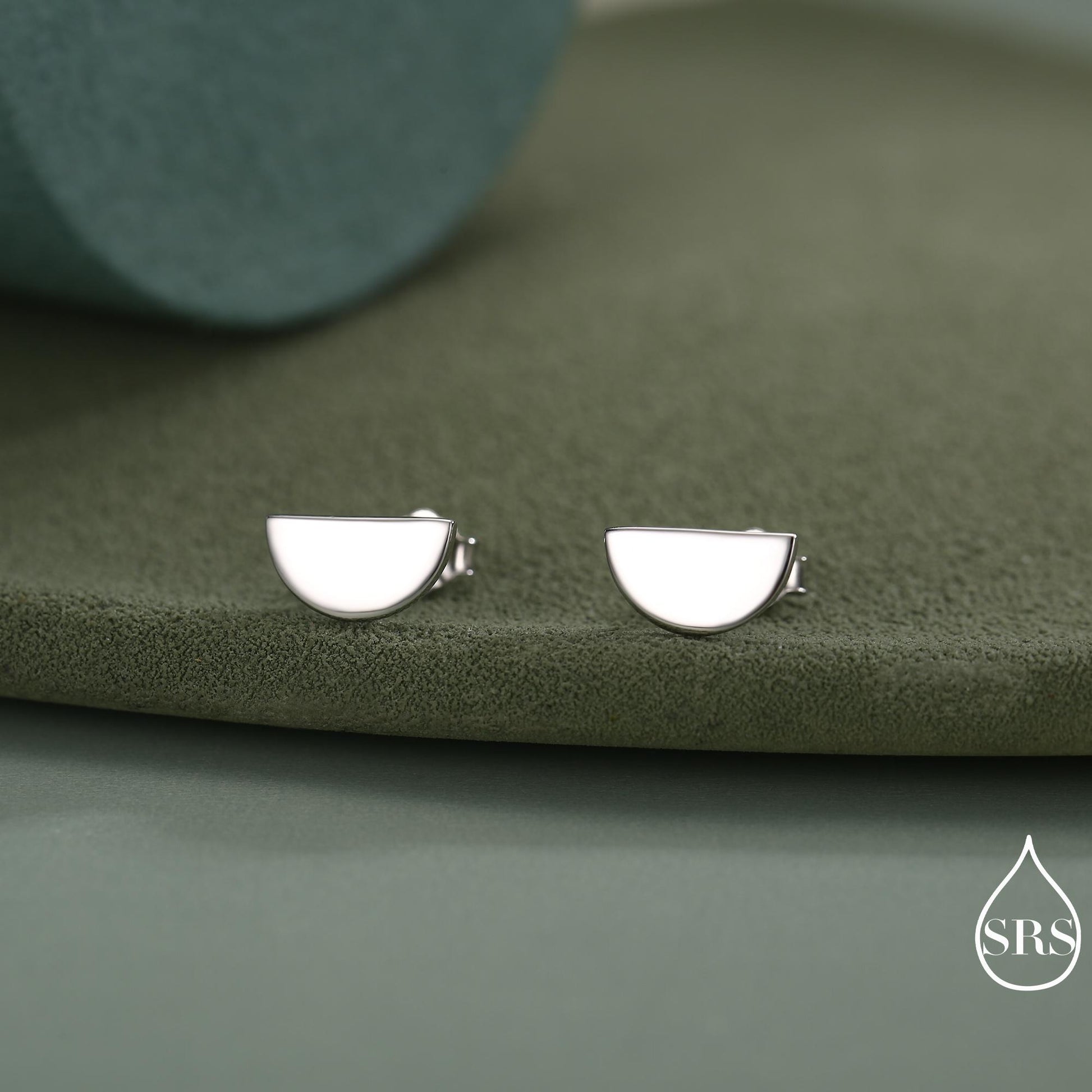 Sterling Silver Half Circle Stud Earrings, Half Moon Stud Earrings, Silver, Gold or Rose Gold, Small Earrings, Stacking Earrings, Geometric