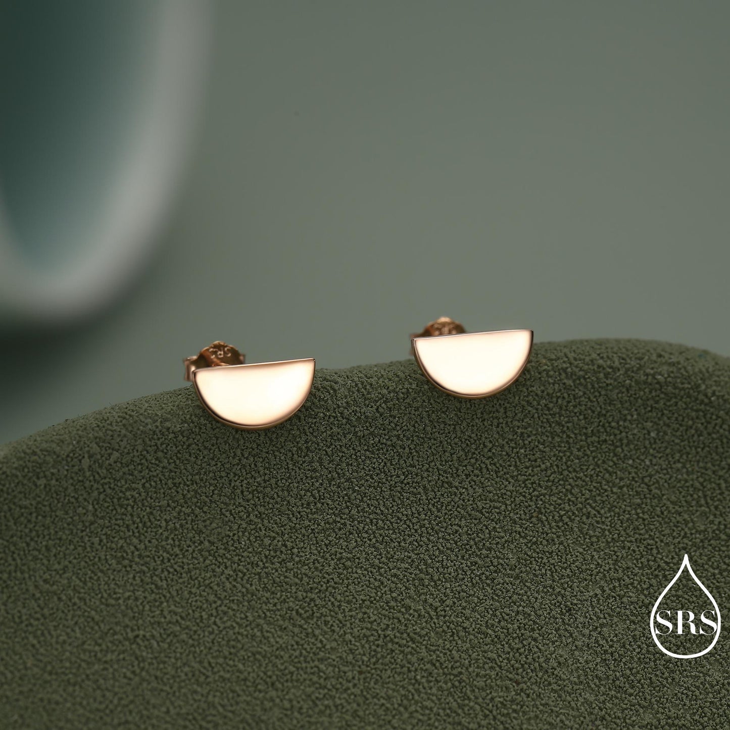Sterling Silver Half Circle Stud Earrings, Half Moon Stud Earrings, Silver, Gold or Rose Gold, Small Earrings, Stacking Earrings, Geometric
