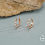 Marquise CZ Huggie Hoop in Sterling Silver, Silver or Gold, Minimalist Simple Hoop Earrings